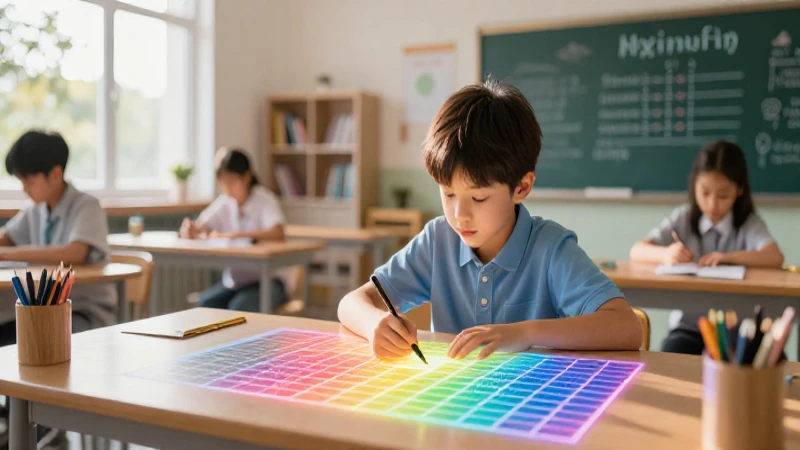 Estudiante aprende multiplicación en entorno moderno