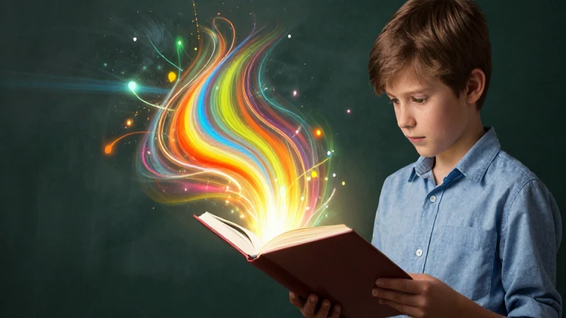 Qué es la narración: Origen, elementos y tipos explicados 4 Estudiante dibuja un camino abstracto brillante en libro