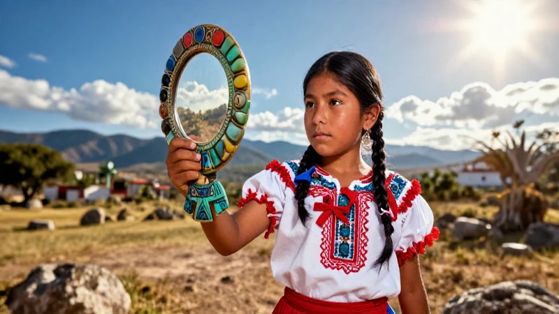 Niño indígena mexicano en retrato ceremonial dramático