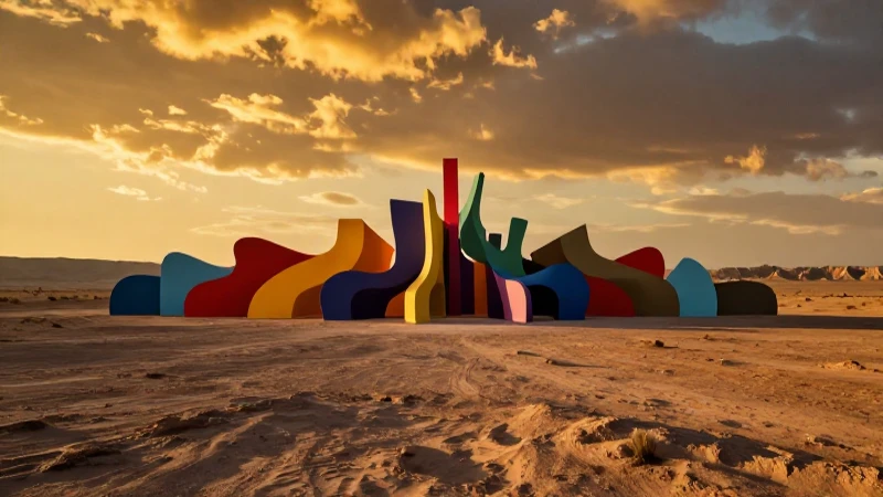 Qué es Land Art Explorando el Arte en la Naturaleza 3 Instalación de arte abstracto en desierto dorado
