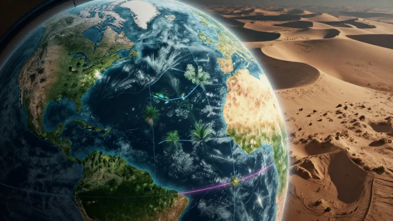 Globo terrestre: contraste entre selva y desierto