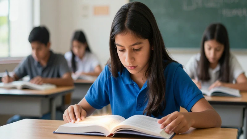 Estudiante mexicano concentrado lee un libro con luz