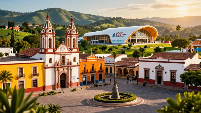 Plaza mexicana vibrante con toque educativo