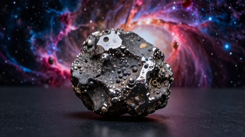 Meteorito detallado sobre fondo estelar dramático