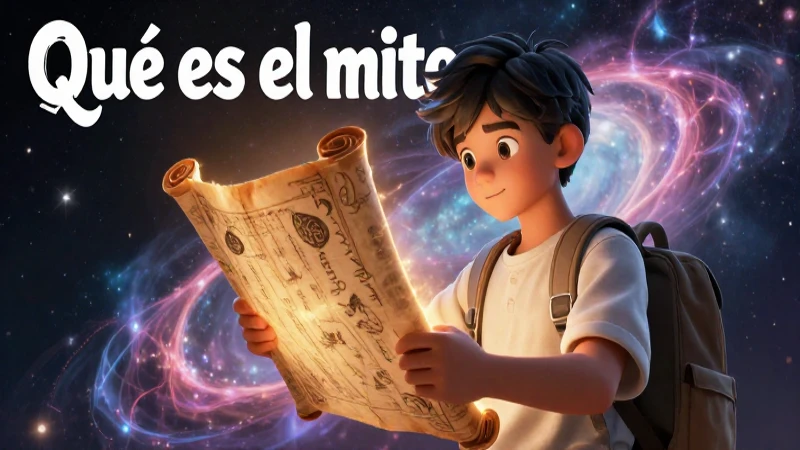 Qué es el mito Clasificación, funciones y características 5 Ilustración educativa de un erudito con un pergamino antiguo