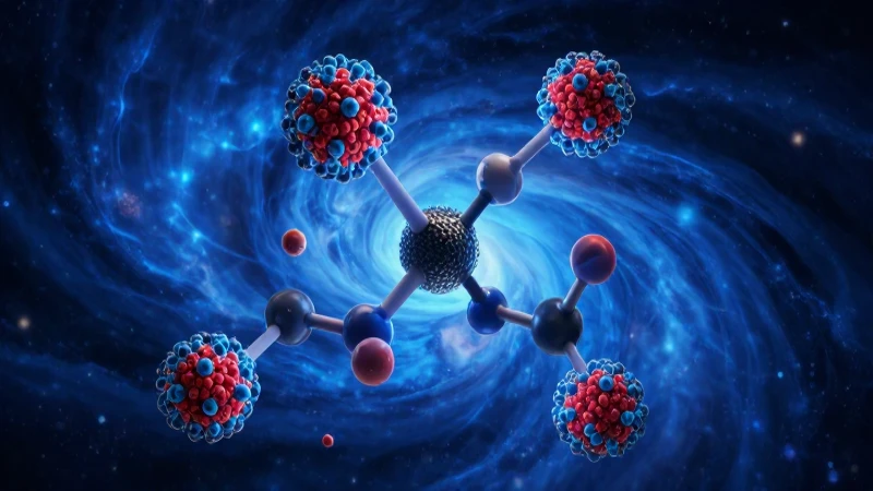 Fullerenos científicos en nebulosa azul