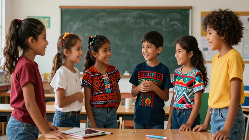 Niños sonrientes, aula mexicana y cultura vibrante