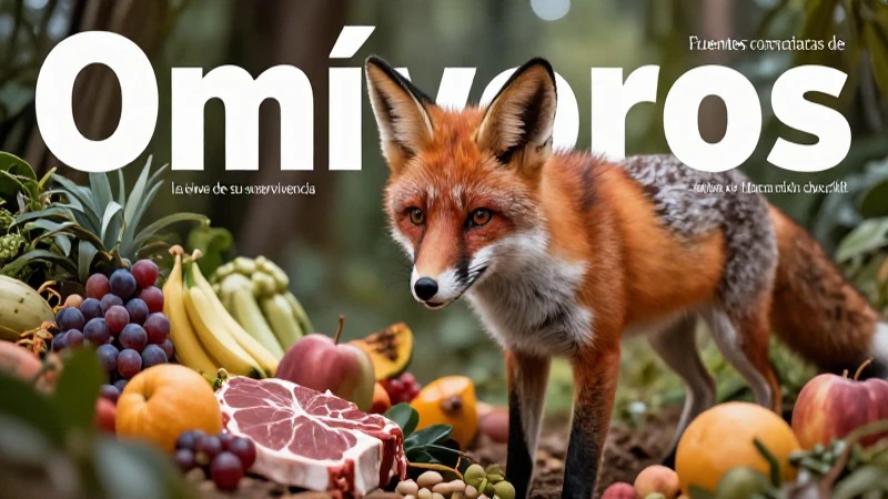 Omnívoros: la clave de su supervivencia radica en su dieta versátil 7 Zorro omnívoro con abundante comida natural