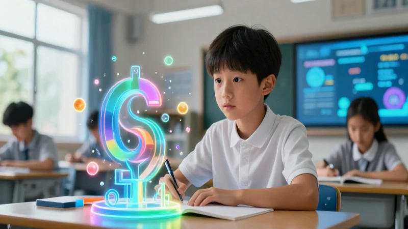 Estudiante aprendiendo en aula futurista digital