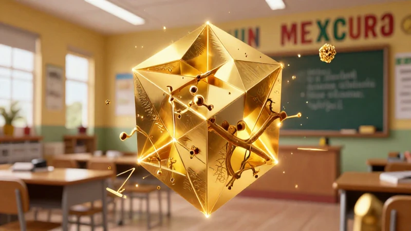 Cubos de raíces dorados en aula mexicana