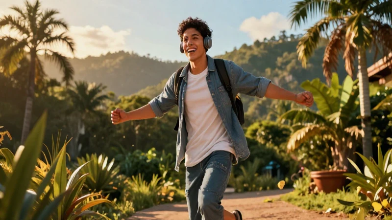 Joven disfruta naturaleza mexicana con luz dorada