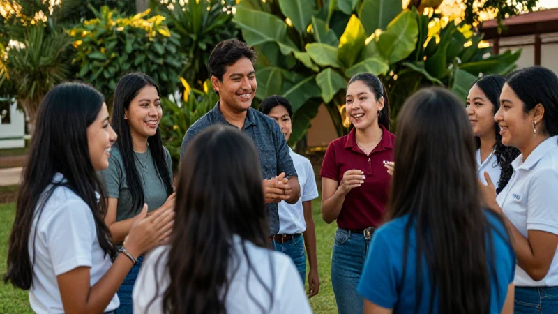 Estudiantes mexicanos felices en un entorno vibrante