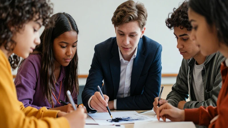 Qué es la redacción: Concepto, etapas y su importancia 6 Educador profesional guía alumnos con confianza