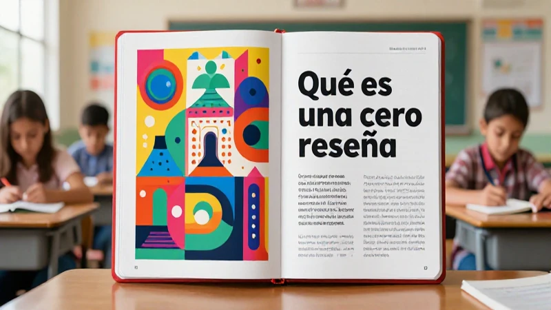 Revista educativa vibrante con estudiante y notas abstractas