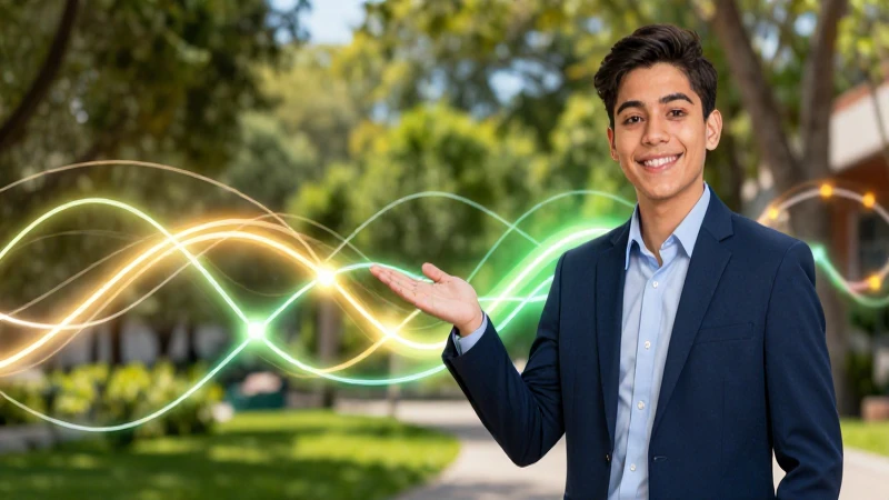 Estudiante de universidad profesional con diseño digital dinámico