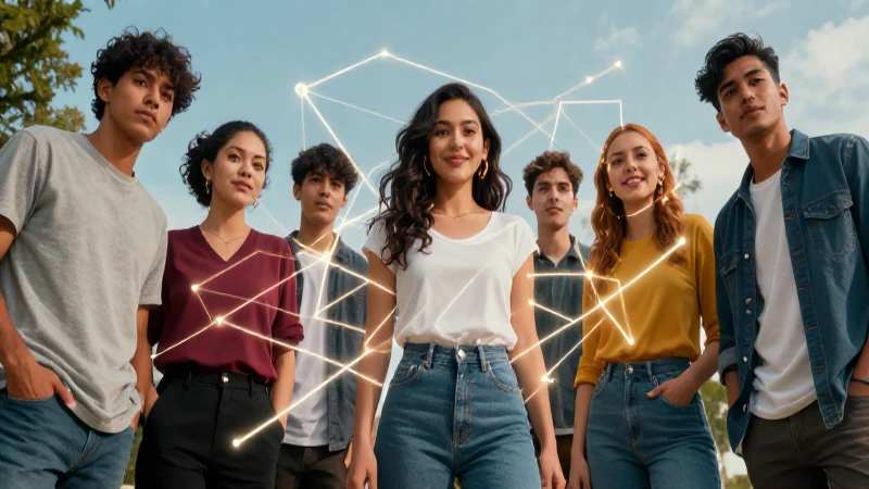 Comunidad mexicana conectada por líneas geométricas