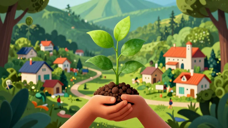 Qué es sustentable: Definición, concepto e importancia 4 Manos sostienen un árbol en un entorno educativo ecológico