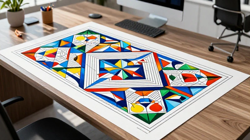 Conoce qué es el teselado y cómo puedes aplicarlo en tus proyectos 3 Diseño geométrico sobre escritorio en estilo educativo