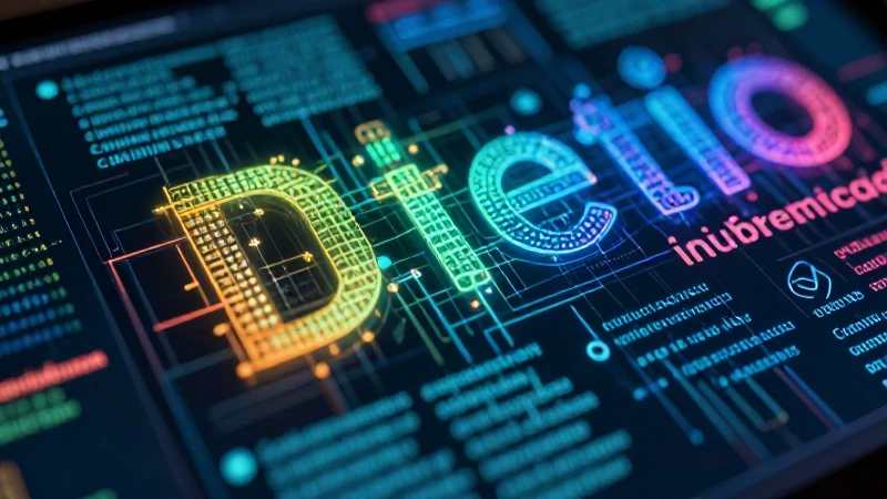 Qué es un texto en informática: características y tipos 3 Ilustración digital muestra patrones lingüísticos estructurados