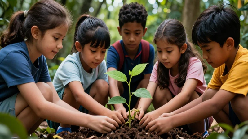 El significado de tierra: descubre su importancia en nuestro planeta 4 Estudiantes plantan un brote en tierra fértil