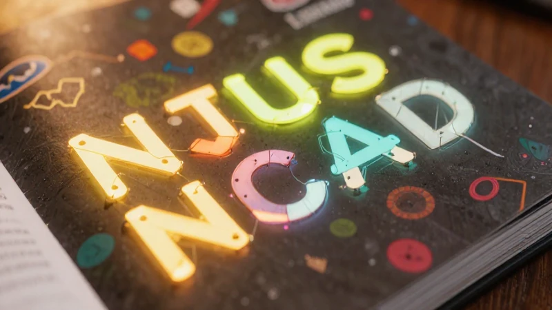 Acróstico geométrico luminoso en cuaderno didáctico