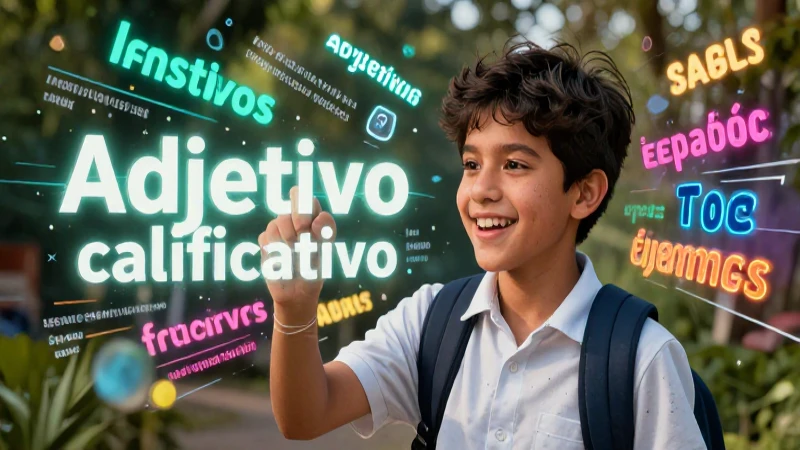 Ilustración didáctica sobre adjetivos calificativos