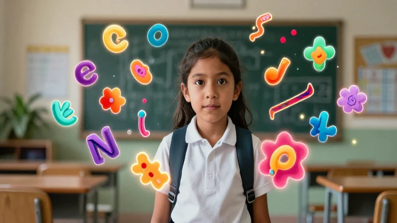Niño mexicano entre formas educativas vibrantes