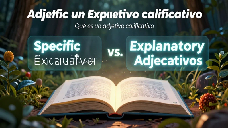 Ilustración educativa sobre adjetivos específicos y explicativos