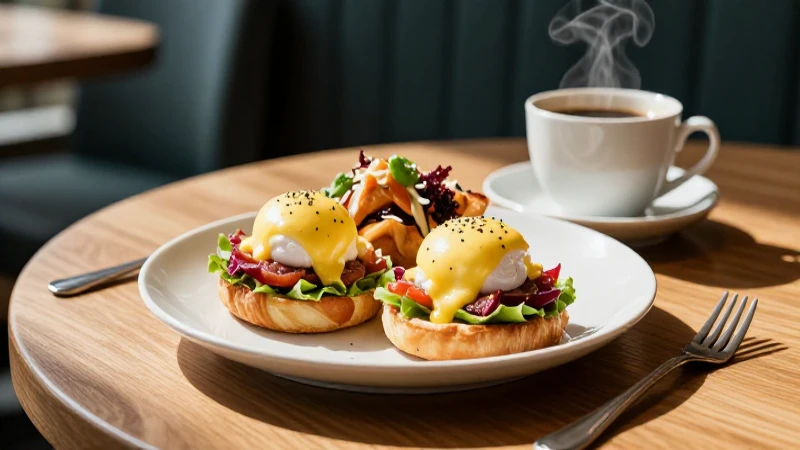Fotografía elegante de brunch con Eggs Benedict
