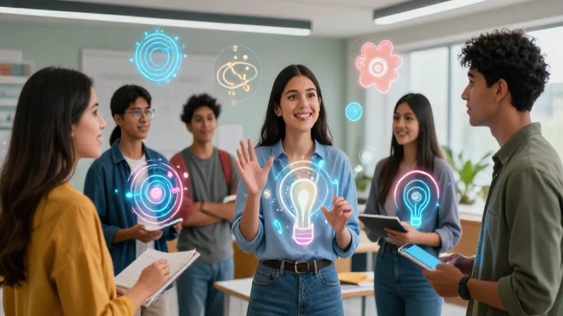 Qué es un concepto: definición, importancia y usos clave 6 Estudiantes mexicanos interactúan con conocimiento abstracto vibrante