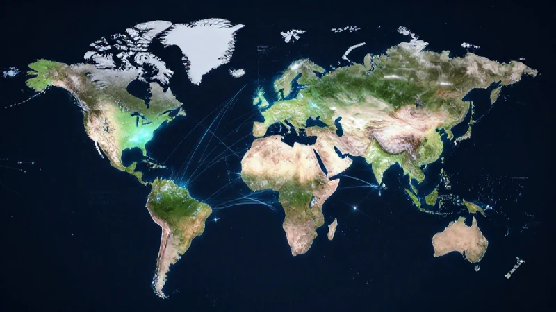 Mapa holográfico de continentes con estilo dinámico y educativo
