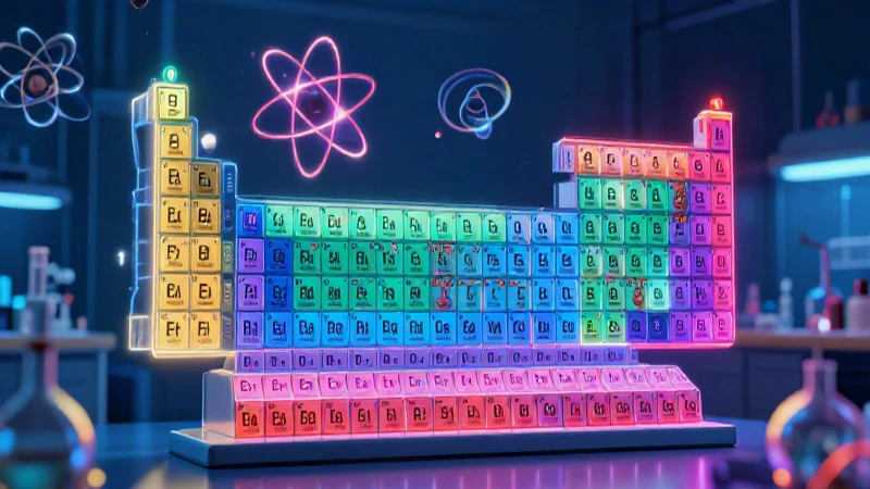 Tabla periódica vibrante de ciencia moderna