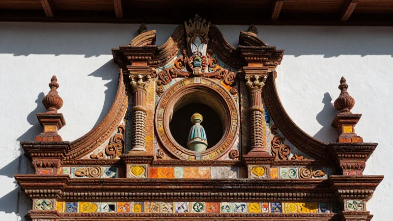 Detalle colonial venezolano en friso arquitectónico
