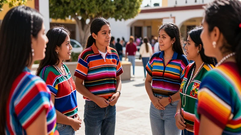 Conoce qué es un grupo cultural y su importancia en la sociedad 3 Estudiantes mexicanos diversos en plaza tradicional