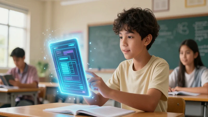 Joven mexicano aprende digitalmente en aula moderna