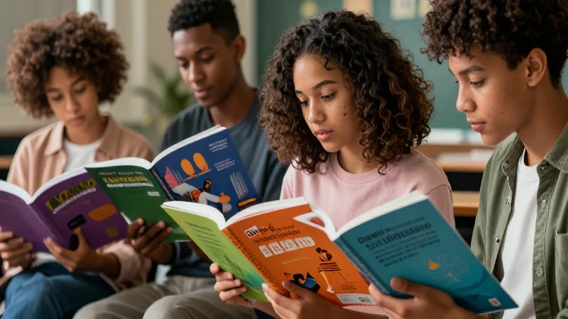 Estudiante diverso con libros coloridos e iluminación cinematográfica