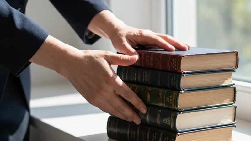 Manos tocando libros antiguos con luz suave