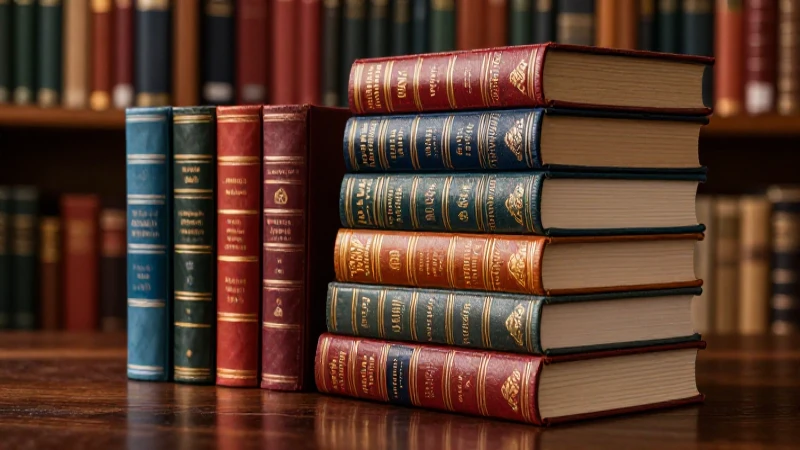 Libros antiguos y elegantes sobre madera oscura