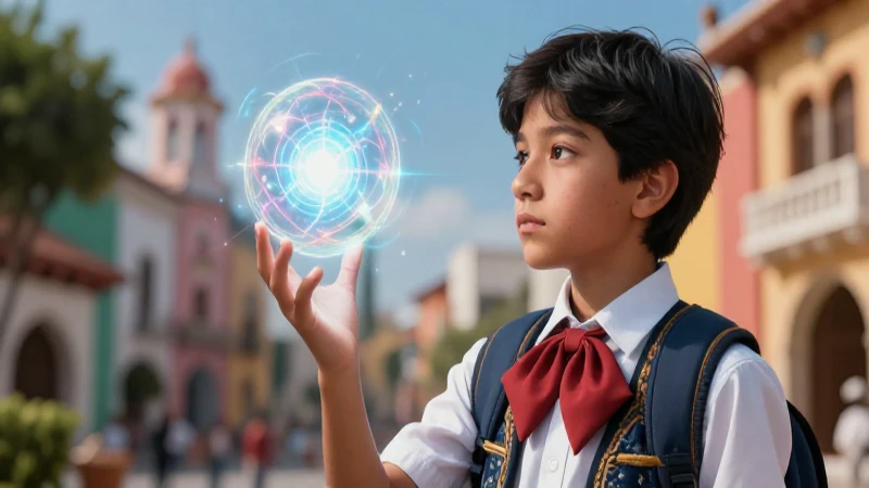 Ilustración cultural de estudiante mexicano contemplativo
