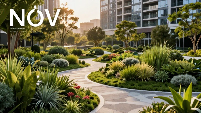 Parque urbano verde y profesional, hiperdetallado