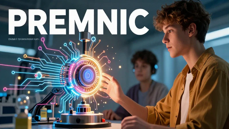 Ilustración educativa vibrante con prototipo tecnológico avanzado