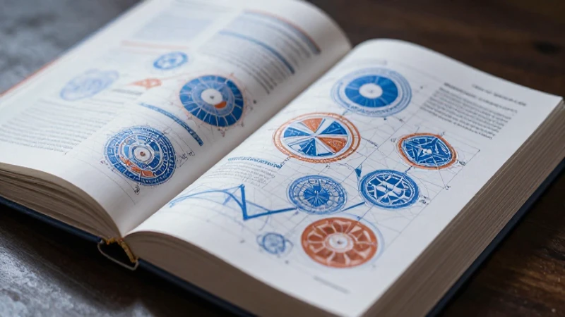 Libro académico polido con diseño geométrico vibrante