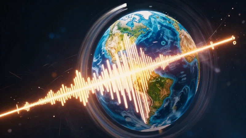 Globo en temblor y sismógrafo mostrando gran sismo