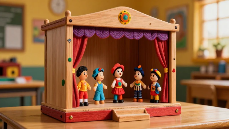 Teatrino mexicano vibrante en un aula