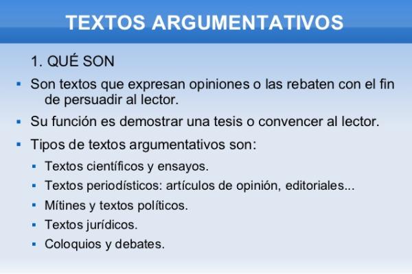 que es un texto argumentativo caracteristicas y tipos