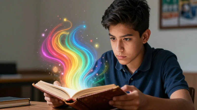 Estudiante concentrado con libro filosófico