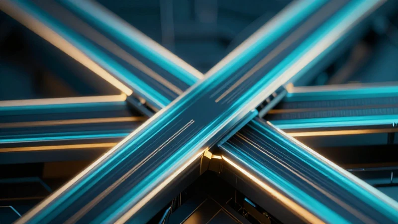 Conoce qué es una arista y cómo se relaciona con la geometría 8 Intersección futurista con líneas geométricas vibrantes