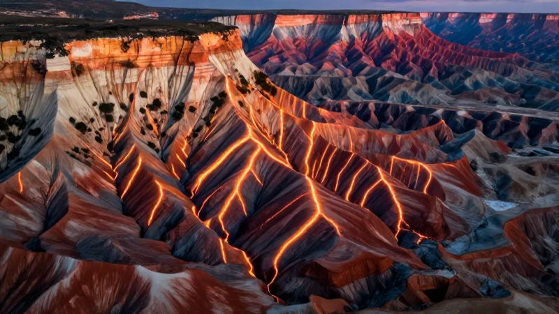 Altiplano vibrante con líneas tectónicas brillantes