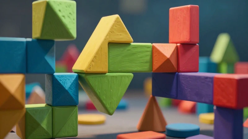 Bloques geométricos dinámicos ilustran educación moderna