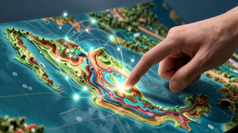 Mapa dinámico con mano y paisaje mexicano